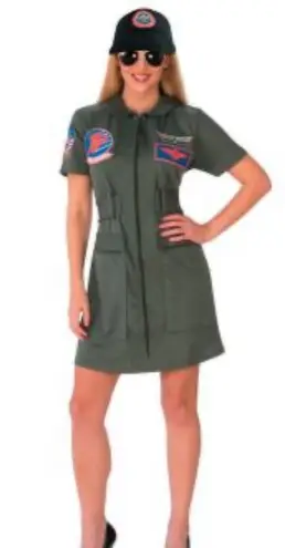 Top gun Halloween costume! Women’s Maverick dress, hat & aviators! Green Size L