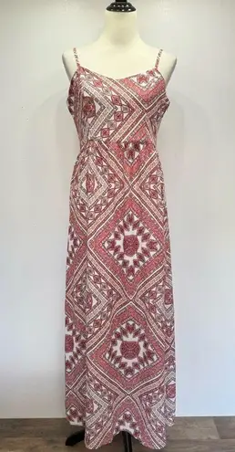 Skies Are Blue Coral Pink & Ivory Boho Spaghetti Strap Maxi Dress from ModCloth