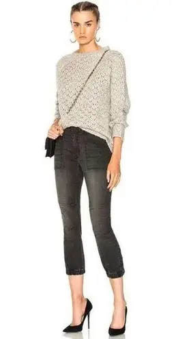 Nili Lotan Cropped French Military Pants Jeans Carbon Grey Cotton Utility SZ 27 Gray