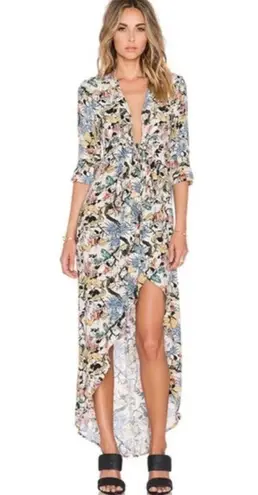 Knot Sisters  MORRISON KIMONO FLORAL BUTTON FROM HI LOW BOHO 3/4 SLEEVE DRESS XS