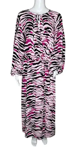 Eloquii Dress Womens 16 Pink Black Zebra Print Maxi Dress Rocker Edgy Statement