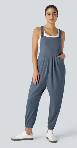 Halara Pockets Waffle Casual Jogger Overalls Grisaille Blue Boho Womens Large