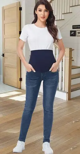 PACBREEZE Women's Maternity Jeans Over The Belly Slim Stretchy Pants Size XL NWT