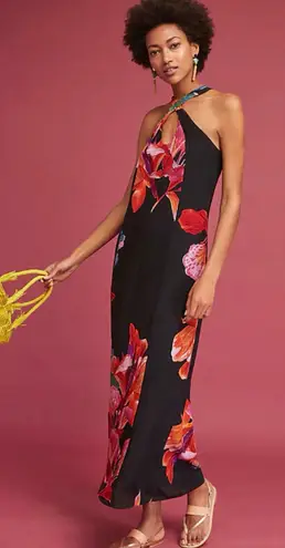 Maeve Anthropologie Cayman Silk Maxi Dress Size M 100% Silk Floral