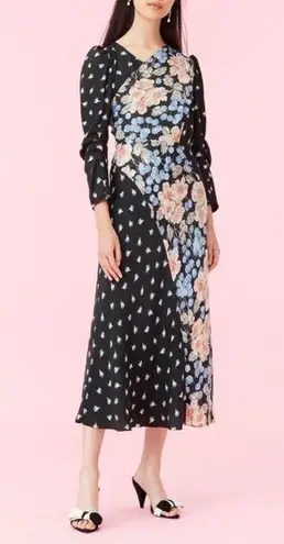 Rebecca Taylor NEW silk blend Mixed-Print Floral Maxi Dress 10