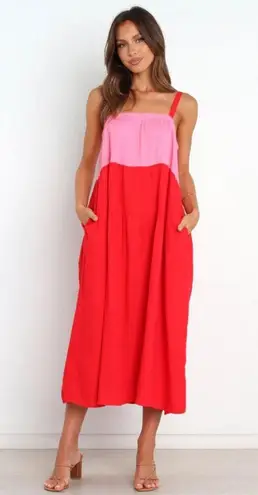 Petal and Pup  Aliana Pink & Red Colorblock Midi Dress S