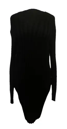 NWT Black Ribbed Stretchy Sweater Dress Mock Turtleneck And Now This Classic Size L - Image 1