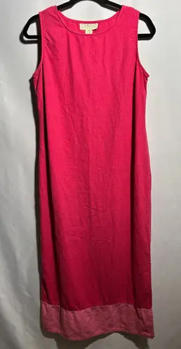 Norton Mcnaughton VTG Hot Pink Linen Blend Sleeveless Maxi Dress Sz M Color Block Bright 90s Mom