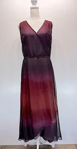 Kay Unger NEW  New York Burgundy to Deep Purple Ombré Sleeveless Wrap Dress Sz 10