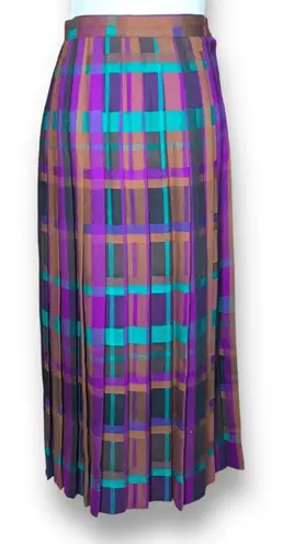 Dior Christian 80s Purple Plaid Wool Pleated Maxi Skirt Holiday Longline Classic
