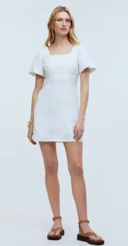 Madewell  Alexi Minidress Women's Size 6 White Linen Blend Flutter Sleeve NWT