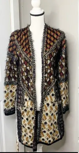 BCBGMAXAZRIA  eyelash multicolor open duster chain sweater cardigan size‎ small