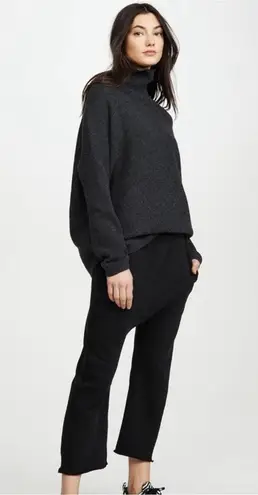 Nili Lotan SF Sweatpants Drop Crotch Cropped Joggers in Washed Black XL