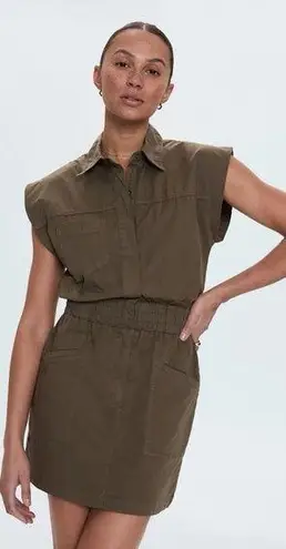 Pistola Anthropologie Rosie Mini Dress Smocked Waist Sz Medium Dark Olive Casual