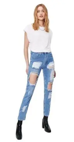 Nasty Gal  Distressed High Waist Mom Denim Jeans Size 4