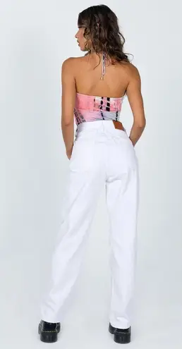 Princess Polly Holly Asymmetric Straight Leg Jeans in White Denim