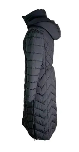 Bernardo Eco Plume Long Hooded Puffer Winter Coat Gray Size M NWT