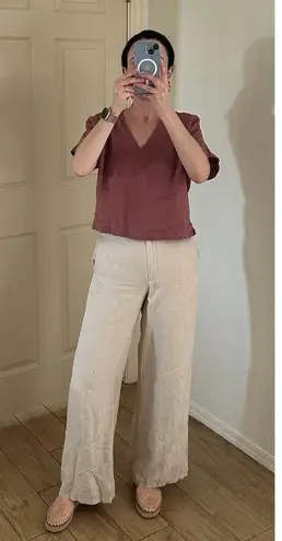 ANINE BING Women's Off-White Wide-Leg Front Zipper Lyra Trousers Pants Size 34