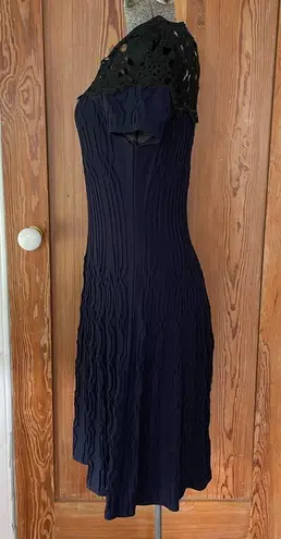 The Kooples Navy & Black Lace Inlay Yoke Fit & Flare Dress - Sz 3 (US Large) ๐งก๐