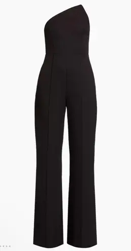 Milly NWT Atlas Cady Asymmetric Neck Jumpsuit Black Strapless Wide Leg Sz 4 $450