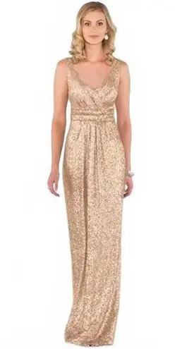 Sorella Vita Brushed Gold Sequined Gown Style 8686 Size 14