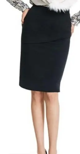 CAbi Solid Black Layered Pencil Skirt