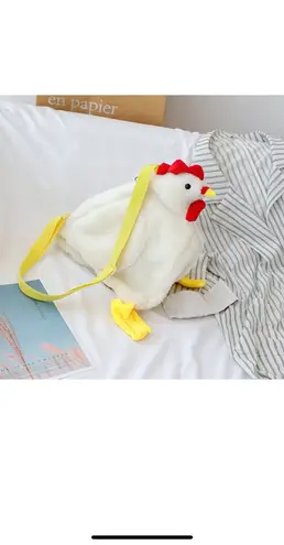 Women’s Faux Fur Cartoon Chicken Plush Tote & Crossbody Bag