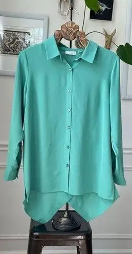 Joan Rivers  Grass Green Tunic button Shirt Blouse M