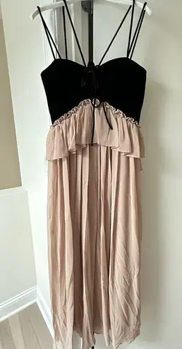 Spaghetti Strap Two Tone Cutout Maxi A