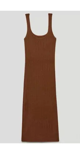 Wilfred Aritzia  knit brown midi dress in cognac