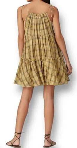 Moon River Anthropologie L Plaid Tiered Mini Dress Beachy Cottagecore Festival