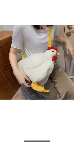 Women’s Faux Fur Cartoon Chicken Plush Tote & Crossbody Bag