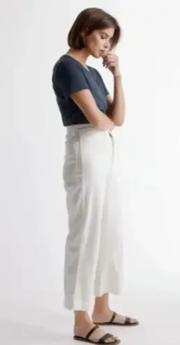 Quince Womens Organic Stretch Cotton Twill Wide-Leg Crop Pant White 32