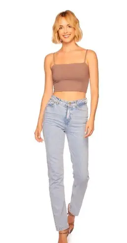 Susana Monaco Essential String Crop Top in Brown Spaghetti Strap
