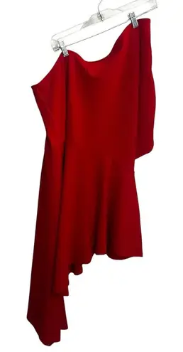 Ashley Stewart Plus Size 22 Red One Shoulder Asymmetric Top Party Holiday