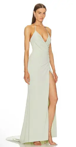 Katie May Jupiter Halter Maxi Gown In Sage Green