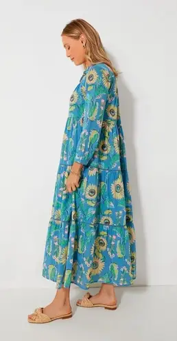Ro’s Garden Tuckernuck Light Blue Julie Rio Floral Long Sleeve Midi Dress XS