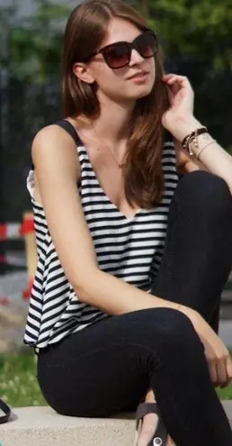 ZARA Black & White Striped Tank Top