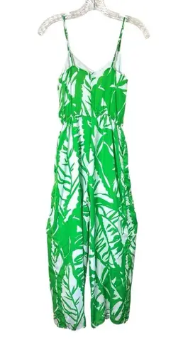 Lilly Pulitzer  Palm Boom Boom Jumpsuit green white palm leaf high waist small