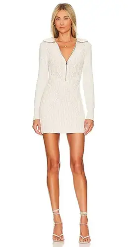 Free People  Cotton Blend Tan Mont Blanc Long Sleeve Mini Sweater Dress XS