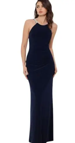 Betsy and Adam $240 Formal Evening Gown Size 4 Blue Beaded Dress Wedding Party