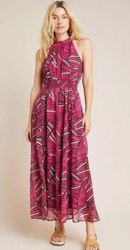 Maeve NWT Anthropologie  Kelli Halter Maxi in Pink Combo Sleeveless Dress XS