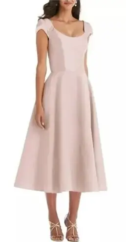 Alfred Sung New! Cap Sleeve Full Skirt Satin Midi Cocktail Dress, size 0R
