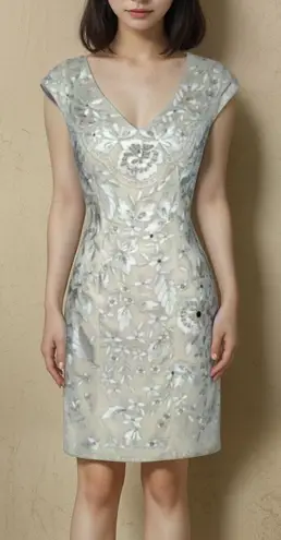 Sue Wong Nocturne Beaded Embroidered Cocktail Dress Sz. 4