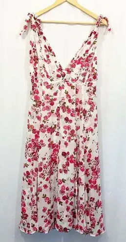 Reformation  Wrap Tie Strap Rose Print Midi Dress