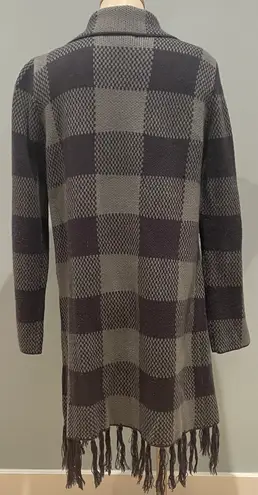 Gray Plaid Blanket Coat Size L
