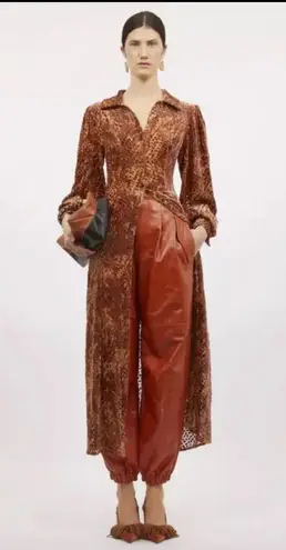 Ulla Johnson Thalia Long Sleeve silk Velvet Burnout Shirtdress Sienna Size 2