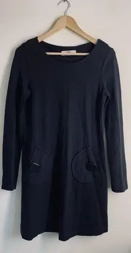 Tibi Anthropologie Mod Minimalist Long Sleeve Black Shift Dress