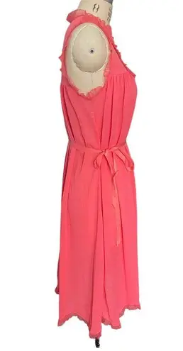 Vintage 60s Harvey Woods Salmon Pleated Sleeveless Nightgown size 34/ Small
