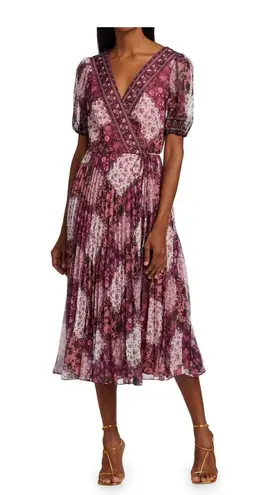 Notte Marchesa Floral Print Chiffon Midi Wrap Dress
